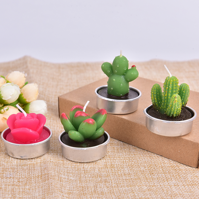 Creative 3D Cactus Candles Simulated Plants Smokeless Scented Candle Valentine Day Gift Party Ornament Home Decoration