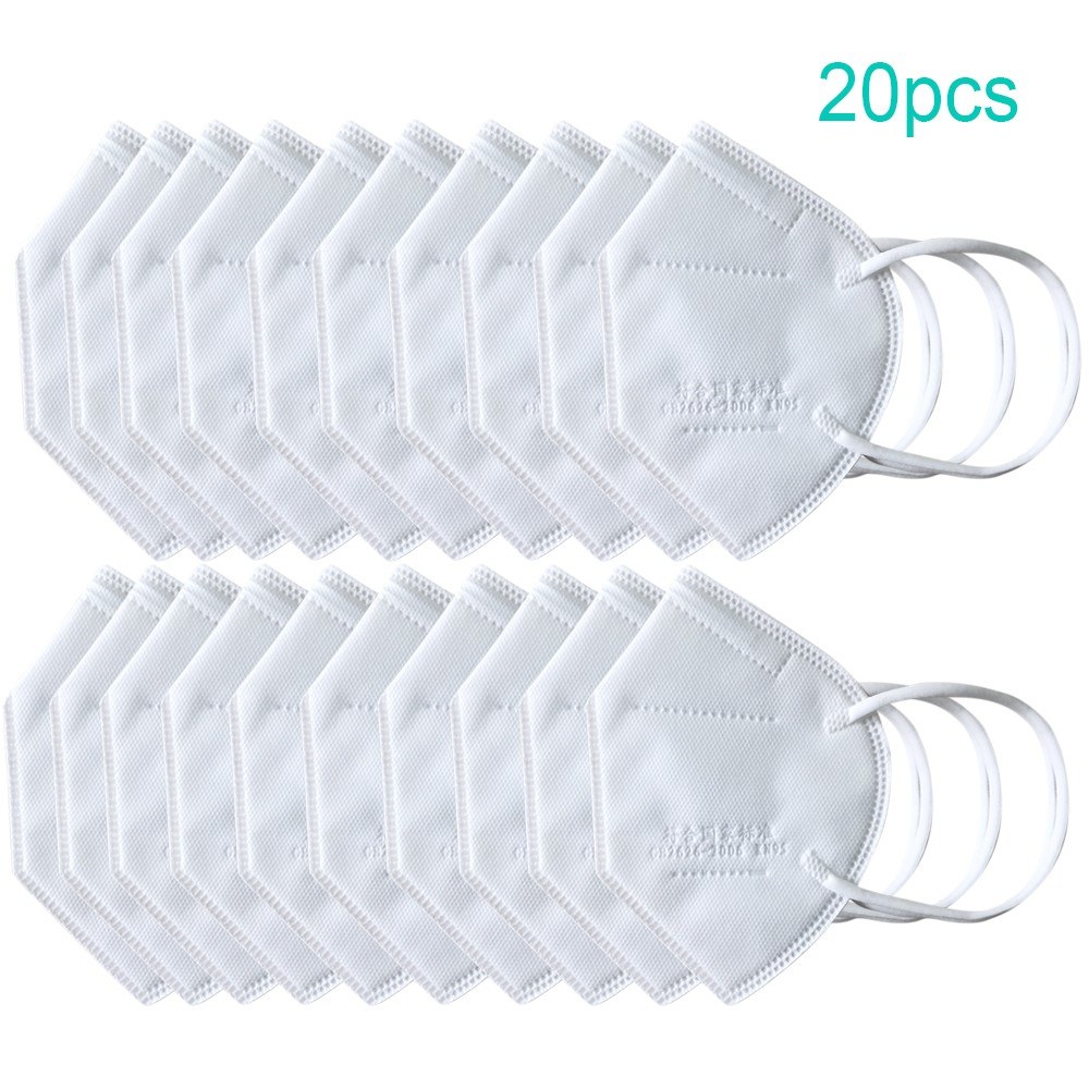 20PCS KN95 Face Mask Anti PM2.5 Anti Particle Mask Protection Dustproof Mouth Mask Fliters + 100Pcs Disposable Gloves Transparent Clear Thicken Soft Flexible Comfortable Protective Gloves for Kitchen Cooking Cleaning Restaurant Home Service