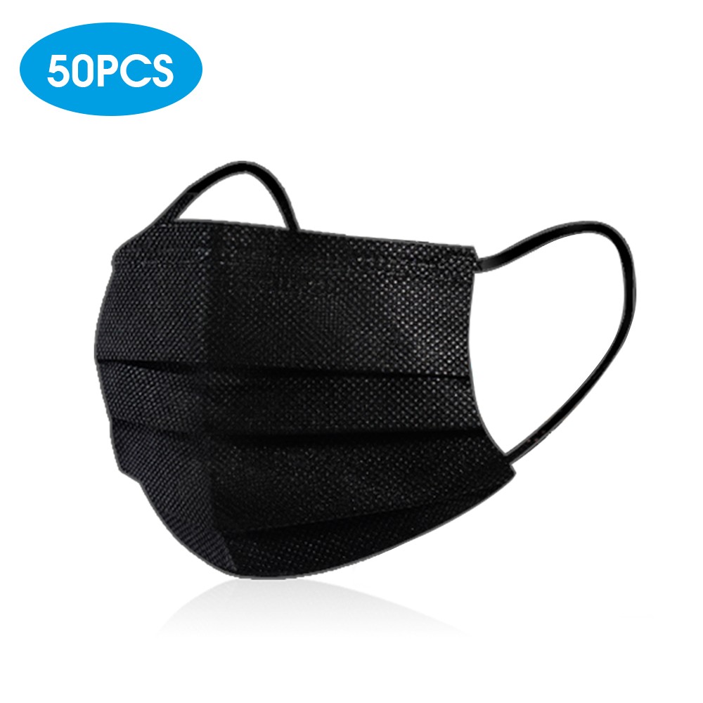 50PCS Disposable Mask Non-Woven Masks 3-Layer Comfortable Sanitary Mask Anti-dust Mouth Face Mask Black