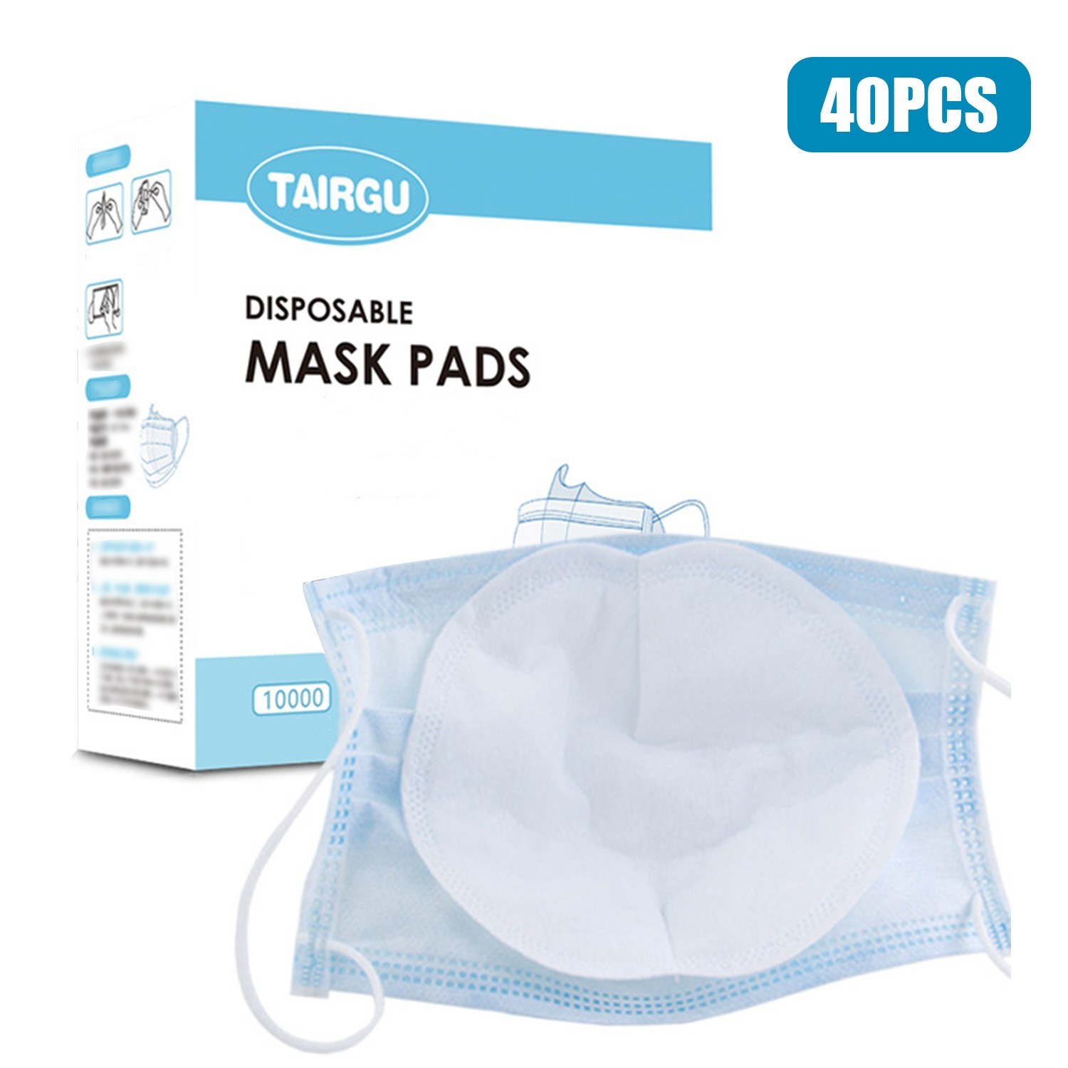 40Pcs Disposable Face Masks Filter Pad 3 Layers Breathable Filter Protective Filter Mouth Mask Replacement Pad for Adult Kids