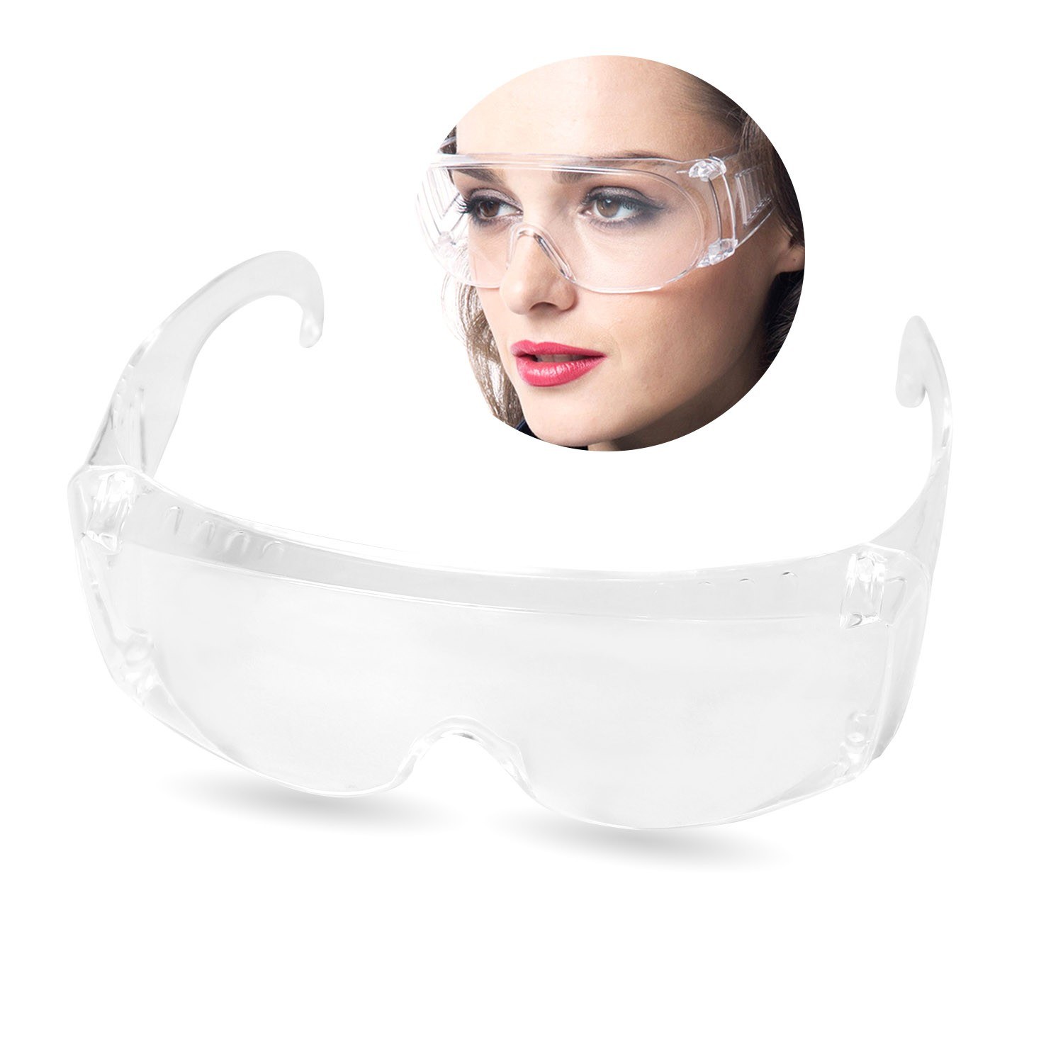 Safety Glasses Clear Lens Protective Eyewear Goggles Anti-Scratch Anti-Fog Anti-Dust Impact Resistant 180