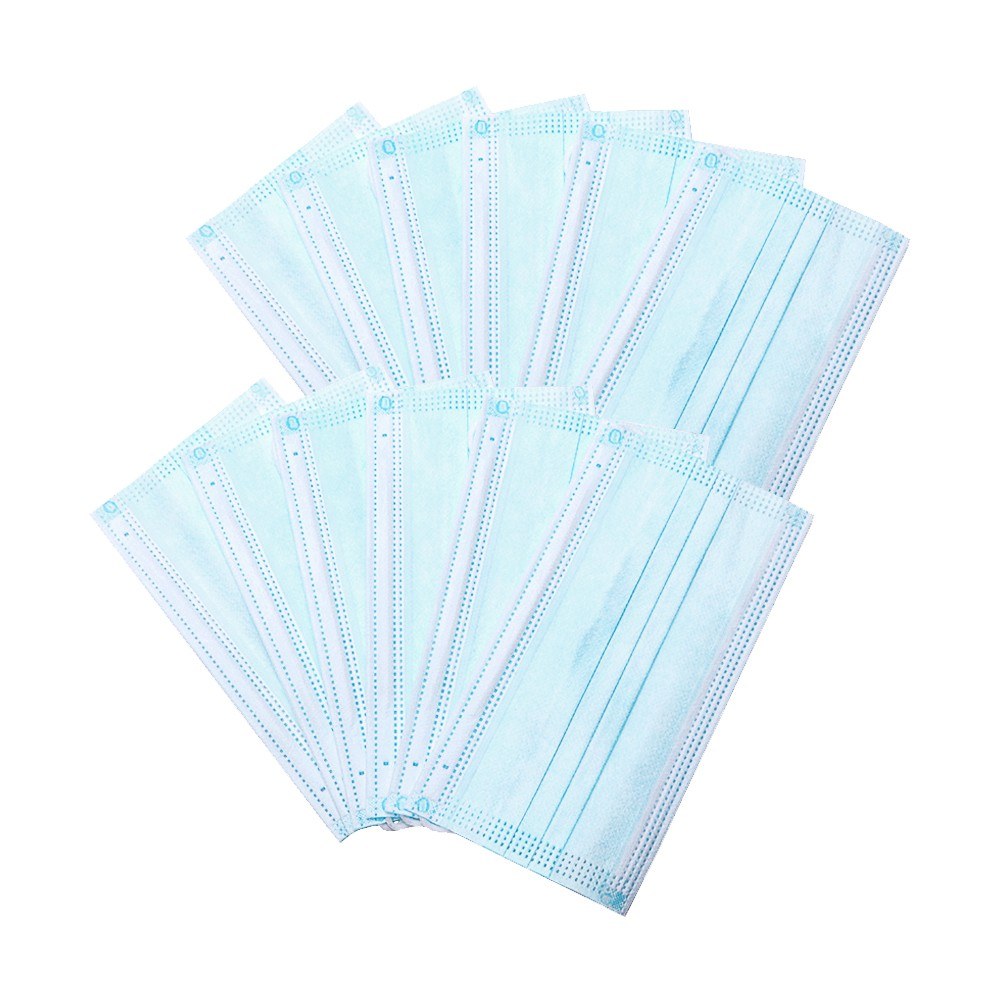 10Pcs Disposable Face Mask 3 Layers Mask Non-woven Disposable Anti-dust Safe Breathable Masks Blue