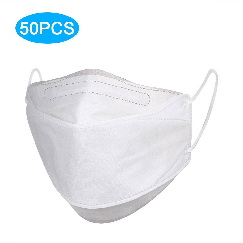 50Pcs Protective Mask Safe & Breathable Adjustable Nose Bar Anti-Haze Mask Non-Woven Fabric Earloop Mouth Face Mask Protection against Dust Particles Pollution