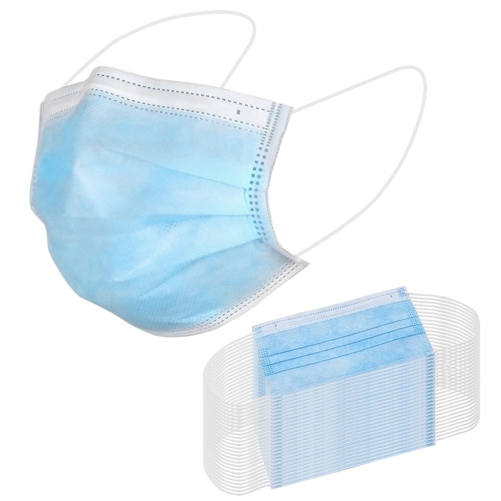 50pcs 3-Ply Disposable Protective Face Masks Breathable Waterproof Sanitary Mouth Mask