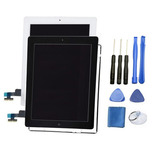 iPad 2 Screen Replacement LCD and Digitizer Premium Repair Kit + Small Parts + Easy Fix Guide - Black | White