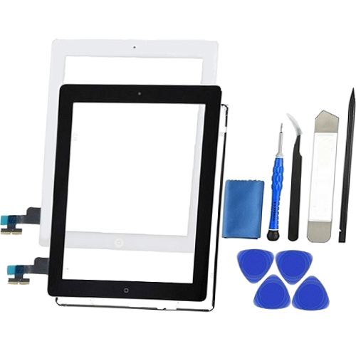 iPad 2 Screen Replacement Glass Touch Digitizer Premium Kit with Home Button - Black / White