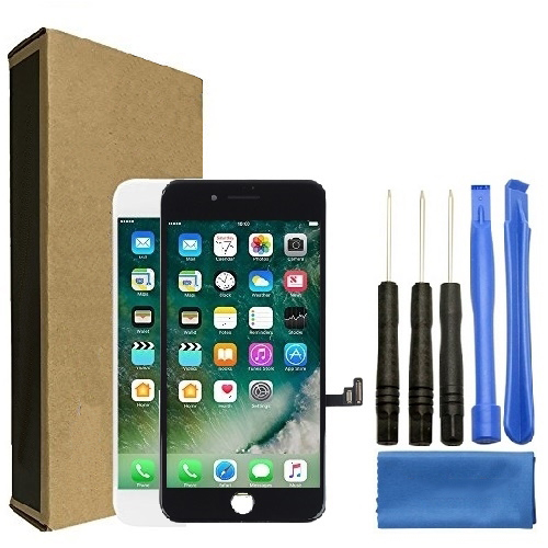 iPhone 8 Plus Screen Replacement LCD Repair Kit + Small Parts + Tools + Easy Video Instructions - Black / White