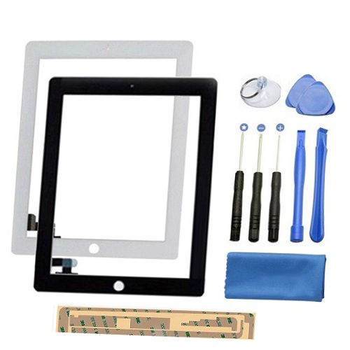 iPad 2 Screen Replacement Glass Touch Digitizer Repair Kit + Tools + Easy Video Instructions - Black / White