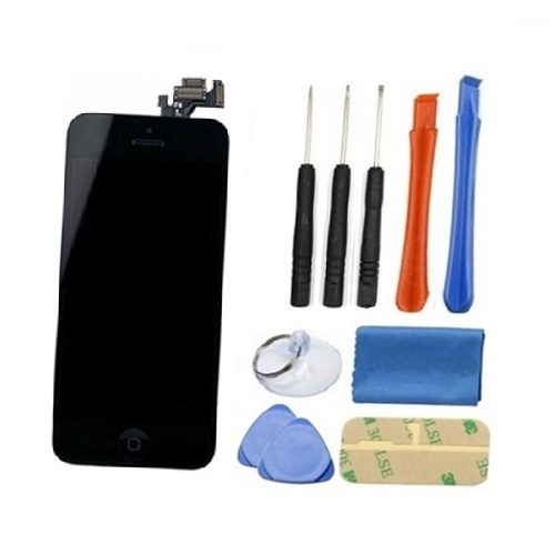 iPhone 5 Screen Replacement LCD Repair Kit + Tools + Easy Video Instructions - Black with Home Button/Front Camera