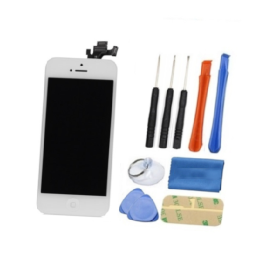 iPhone 5 Screen Replacement LCD Repair Kit + Tools + Easy Video Instructions - White with Home Button/Front Camera