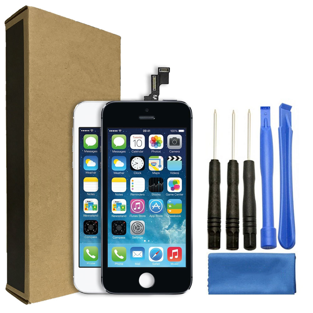 iPhone 5s Screen Replacement LCD Repair Kit + Small Parts + Tools + Easy Video Instructions - Black / White