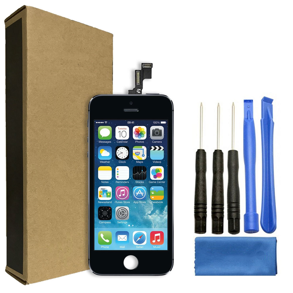 iPhone 5s Screen Replacement LCD Repair Kit + Small Parts + Tools + Easy Video Instructions - Black