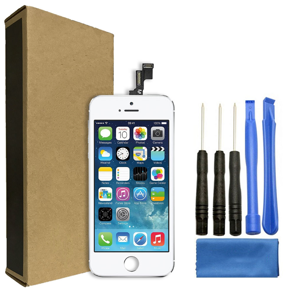 iPhone 5s Screen Replacement LCD Repair Kit + Small Parts + Tools + Easy Video Instructions - White