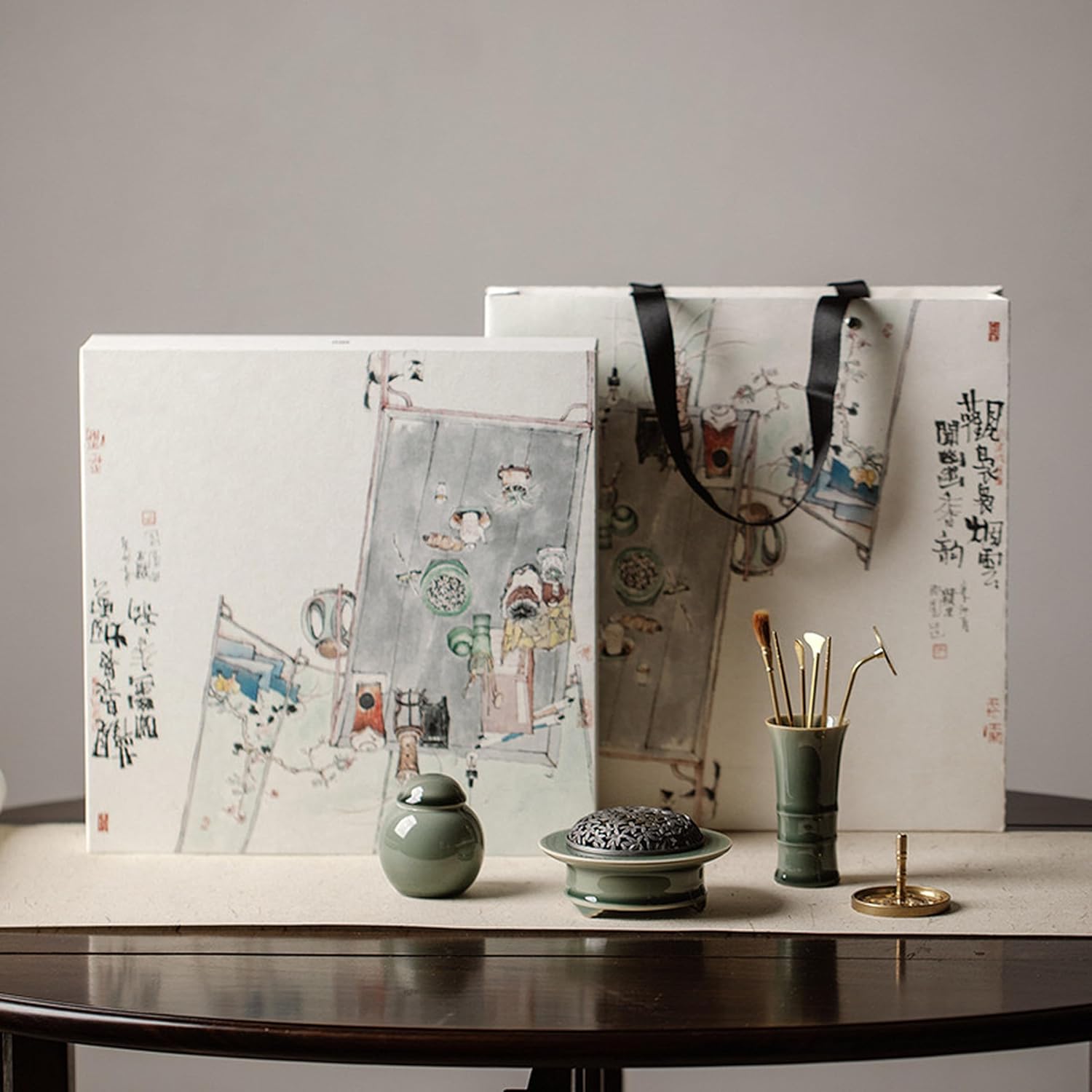 Complete Brass Incense Ceremony Kit | Traditional Lotus Powder Burner Set