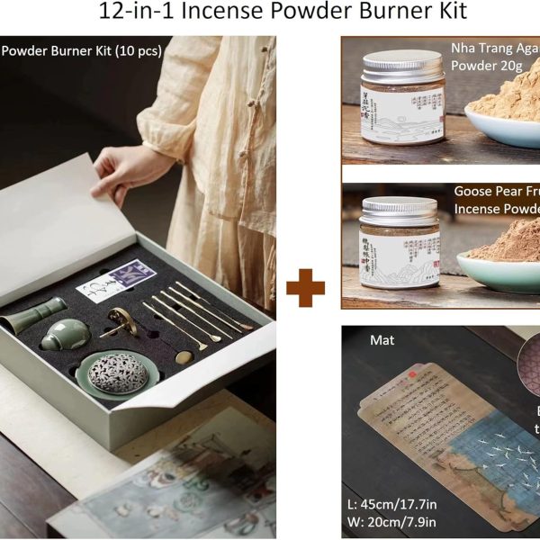 Complete Brass Incense Ceremony Kit | Traditional Lotus Powder Burner Set