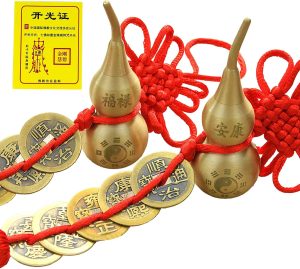 Feng Shui Brass Wu Lou & Five Emperors Coins Amulet