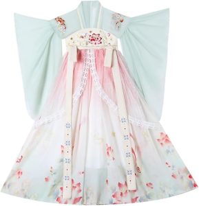 Classic Chinese Hanfu Costume for Girls - Long Sleeve Traditional Dress